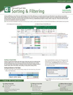Excel 2016 Sorting & Filtering (Spotlight Guide)