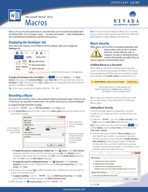 Word 2013 Macros (Spotlight Guide)